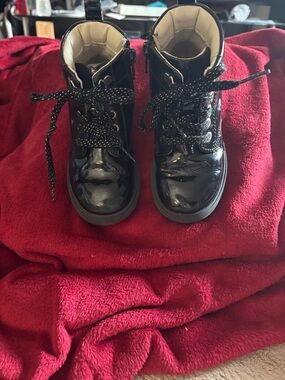 Clarks Black Patent Leather Kids Boots